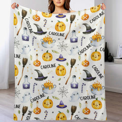 Personalized Halloween Baby Blanket, Custom Plush Halloween Blanket