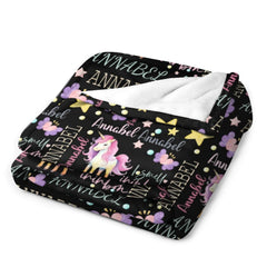 Custom Name Magical Unicorn Baby Blanket