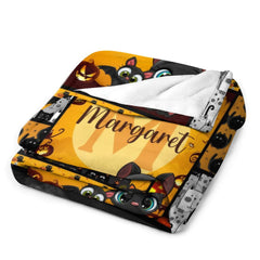 Personalized Halloween Pumpkin Name Blanket – Custom Name Baby Blanket