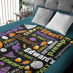 Custom Personalized Halloween Design Blanket - Gift for Kids