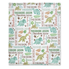Baby Boy Personalized Dinosaur Baby Name Blanket