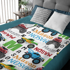 Personalized Monster Trucks Name Blanket