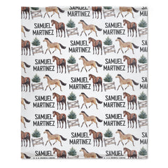 Personalized Swaddle Equestrian Baby Blanket - Horse