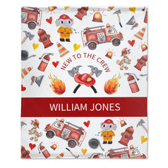 Personalized Custom Name Baby Blanket - Fire Service Firetruck Fireman