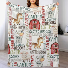 Personalized Farm Animal Blanket - Custom Name - Gift - Farm Blanket