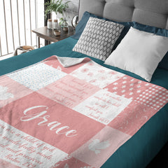 Personalized Baptism Blanket Girl Boy - Soft Custom Baby Baptism Gift Quilt with Name and Bible Verses