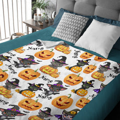 Personalized Custom Name Halloween Blanket For Kids Baby Family