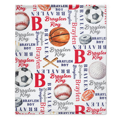 Personalized Custom Baby Name Blanket - Sports Themed Blanket