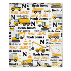 Personalized Construction Trucks Blanket for Kids