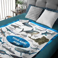 Personalized Name Shark Blanket for Kids