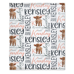 Personalized Cow Baby Newborn Baby Blanket, Baby Name Backpack