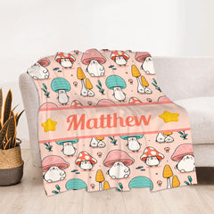 Personalized Cute Mushroom Blanket - Birthday Gifts For Girls Boys