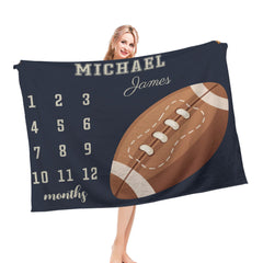 Personalized Soccer Milestone Name Custom Blanket