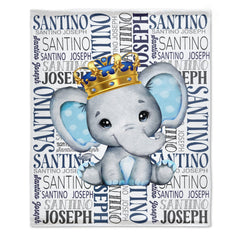 Elephant Name Personalized Blanket - Gift Ideas for Kids