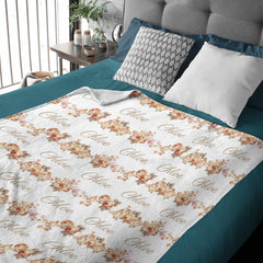 Personalizrd Vintage Floral Swaddle Blanket - Newborn Baby Name Blanket - Baby Shower Gift