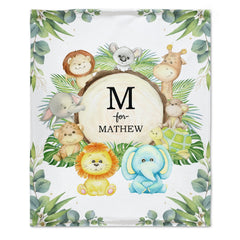 Personalized Woodland Animals Baby Name Blanket
