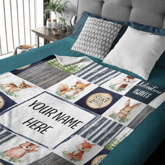 Customized Baby Name Personalized Woodland Blankets for Girls