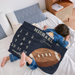 Personalized Soccer Milestone Name Custom Blanket