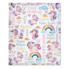 Rainbow Unicorn Baby Name Blanket