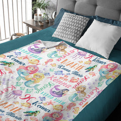 Personalized Mermaid Baby Blanket | Under the Sea Theme | Custom Name Nursery Keepsake