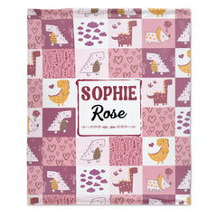 Personalized Green Purple Dinosaur Baby Blanket