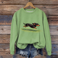Dachshund With Zoomies Rustic Pet Weenie Unisex Sweatshirt