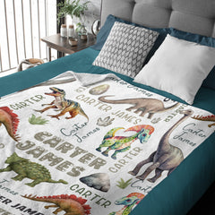 Personalized Dinosaur Baby Blanket-Customized Name for Kids