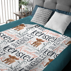 Personalized Cow Baby Newborn Baby Blanket, Baby Name Backpack