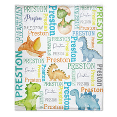 Personalized Baby Name blanket-Baby Dinosaur