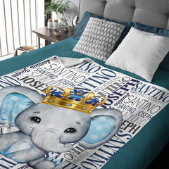 Elephant Name Personalized Blanket - Gift Ideas for Kids