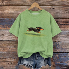 Dachshund With Zoomies Rustic Pet Weenie Unisex T-Shirt