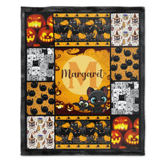 Personalized Halloween Pumpkin Name Blanket – Custom Name Baby Blanket