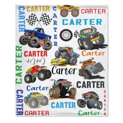 Personalized Name Customized Monster Truck Blanket