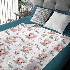 Cute Piggy Name Custom Blanket - Gifts for Kids