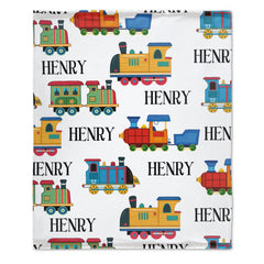 Personalized Line Train Baby Toddler Blanket