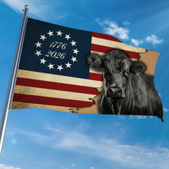 1776 2026 Black Angus Cattle Proud Farmer Farm Life Grommet Flag