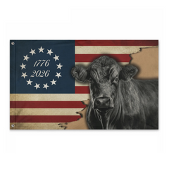1776 2026 Black Angus Cattle Proud Farmer Farm Life Grommet Flag