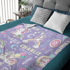 Livraison gratuite✈️Nom personnalisé personnalisé pour bébés filles enfants en bas âge-couvertures licorne arc-en-ciel