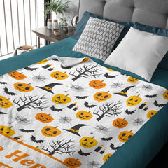 Custom Name with Pumpkin Blanket - Personalized Halloween Blanket