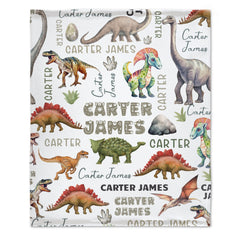 Personalized Dinosaur Baby Blanket-Customized Name for Kids