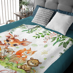 Personalized Woodland Animal Names Custom Blanket