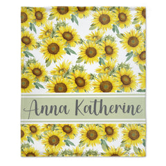 Sunflower Floral Personalized Name Baby Blanket