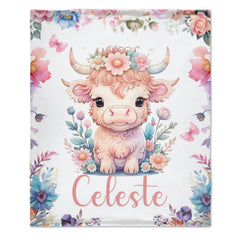 Custom Baby Name Cow Blanket Gift for Girls Boys