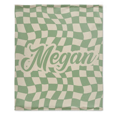 Personalized Checker Pattern in vintage rustic style blanket with Name, Custom blanket gift