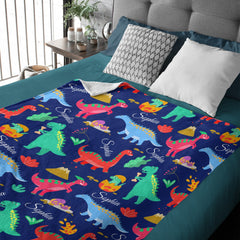 Personalized Name Custom Dinosaur Baby Blanket