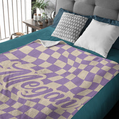 Personalized Checker Pattern in vintage rustic style blanket with Name, Custom blanket gift