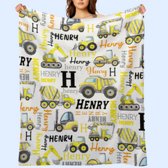 Personalized Name Construction Blanket - Gift for Baby Birthday