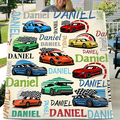 Personalized Drift Car Name Blanket