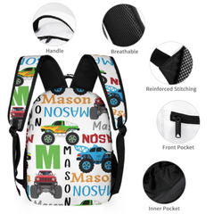 Personalized Monster Trucks Name Backpack