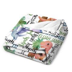 Cute Dinosaur Personalized Blankets